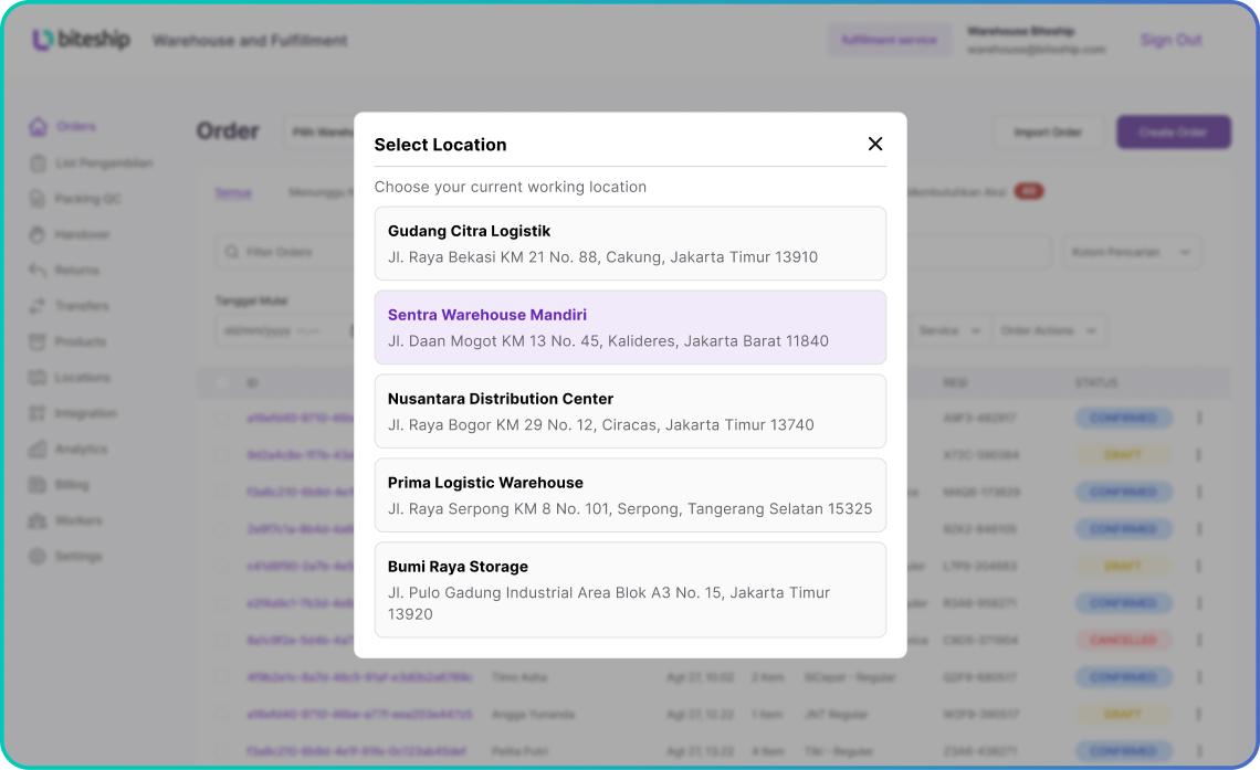 Multi Warehouse Dashboard