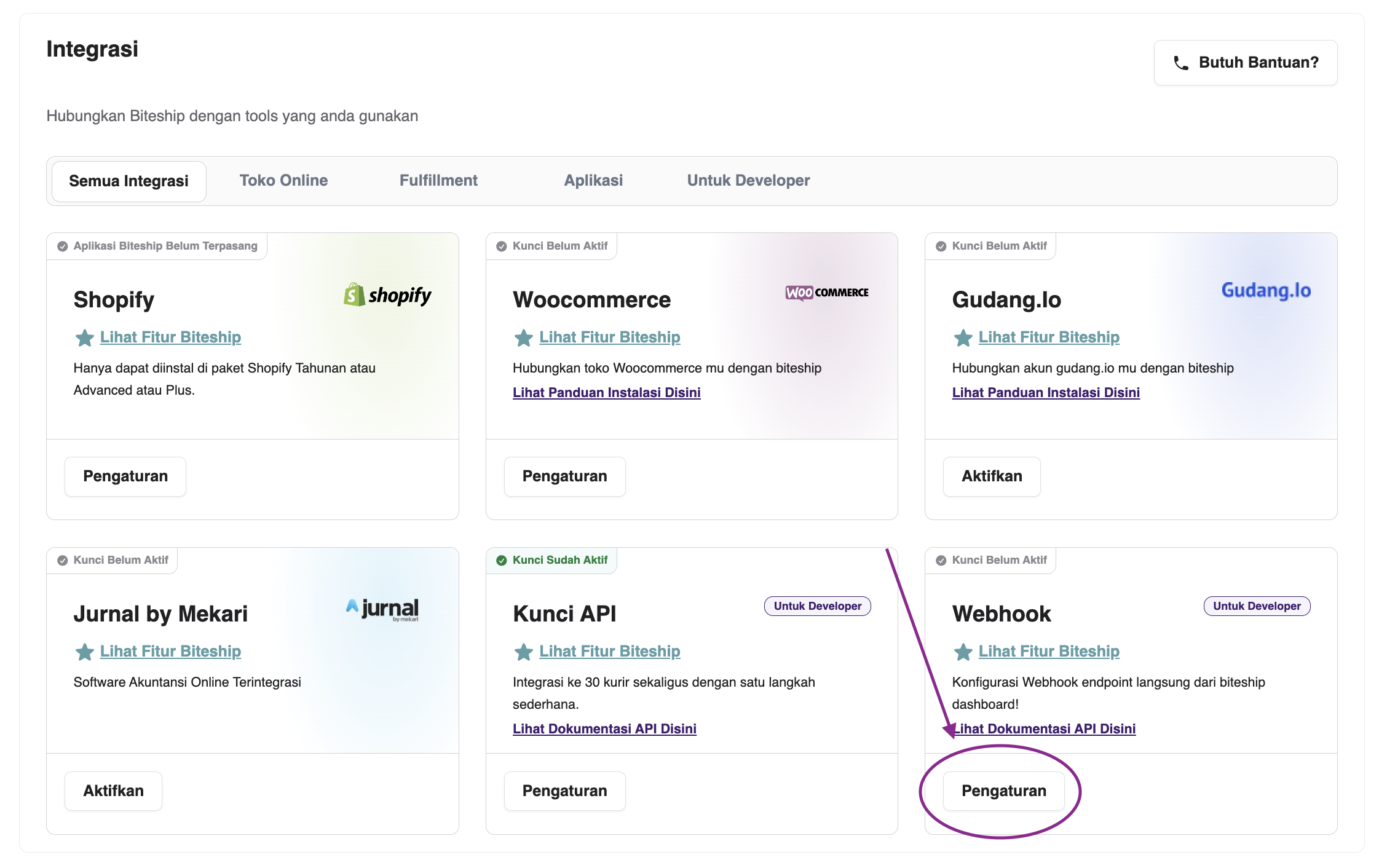 Biteship Generate New Token for API Image
